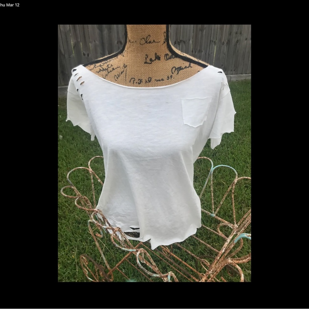 A Rare Bird White Ripped Tee